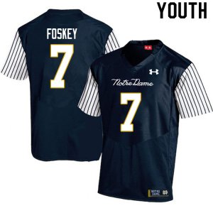 Notre Dame Fighting Irish Youth Isaiah Foskey #7 Navy Under Armour Alternate Authentic Stitched College NCAA Football Jersey TXH5399KK